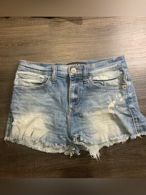Express Faded Blue Distressed Denim Cutoff Shorts